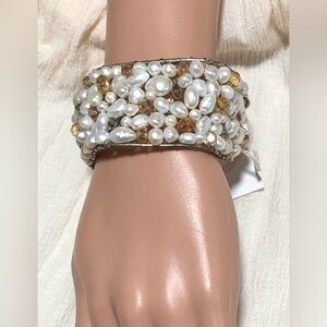 Gold and White Pearl Bracelet
